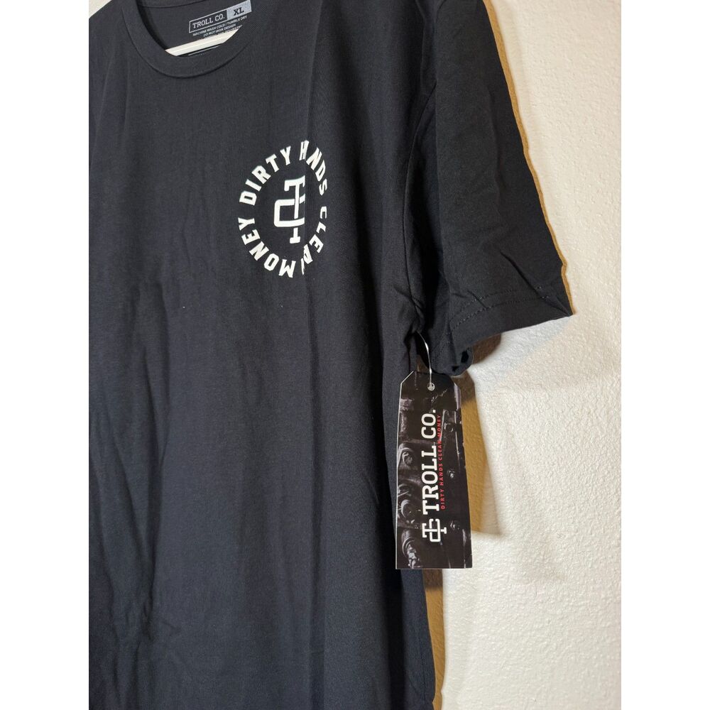 NWT Troll Co Dirty Hands Clean Money Wrenches Short Sleeve Tee Mens XL Black - Picture 2 of 5